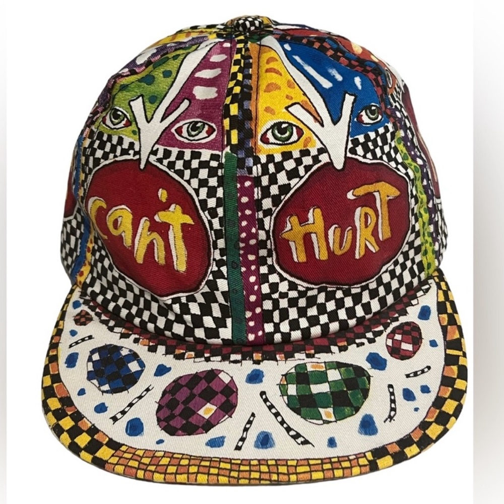 Vintage 90's Fred Babb ART CAN'T HURT YOU
Art To Wear Leather Adjustable Hat
